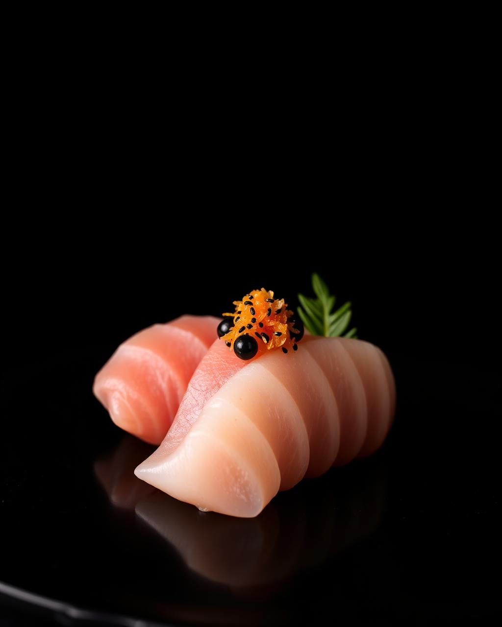 Sashimi de autor con selección de pescado del día y caviar en el restaurante omakase Mifune Zaragoza